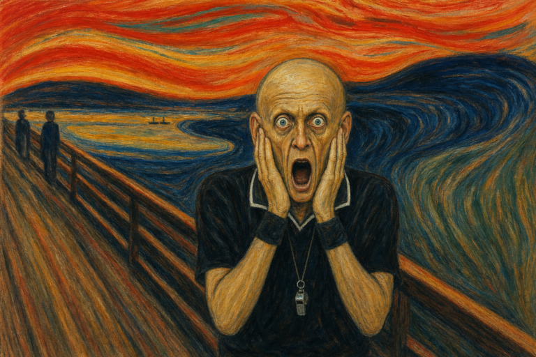 El exárbitro Pierluigi Collina como El Grito, el cuadro de Munch.